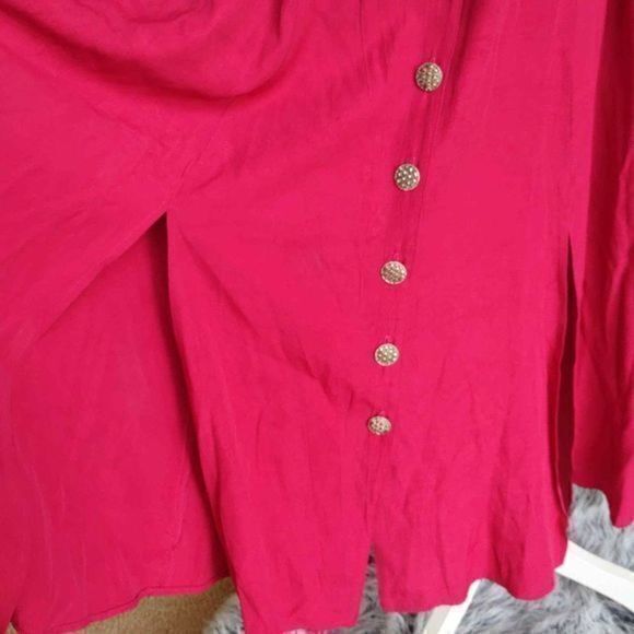Vintage 1990s Scarlett Button Up Fusia Maxi with Silver Detail - See Measurement - Picture 3 of 16
